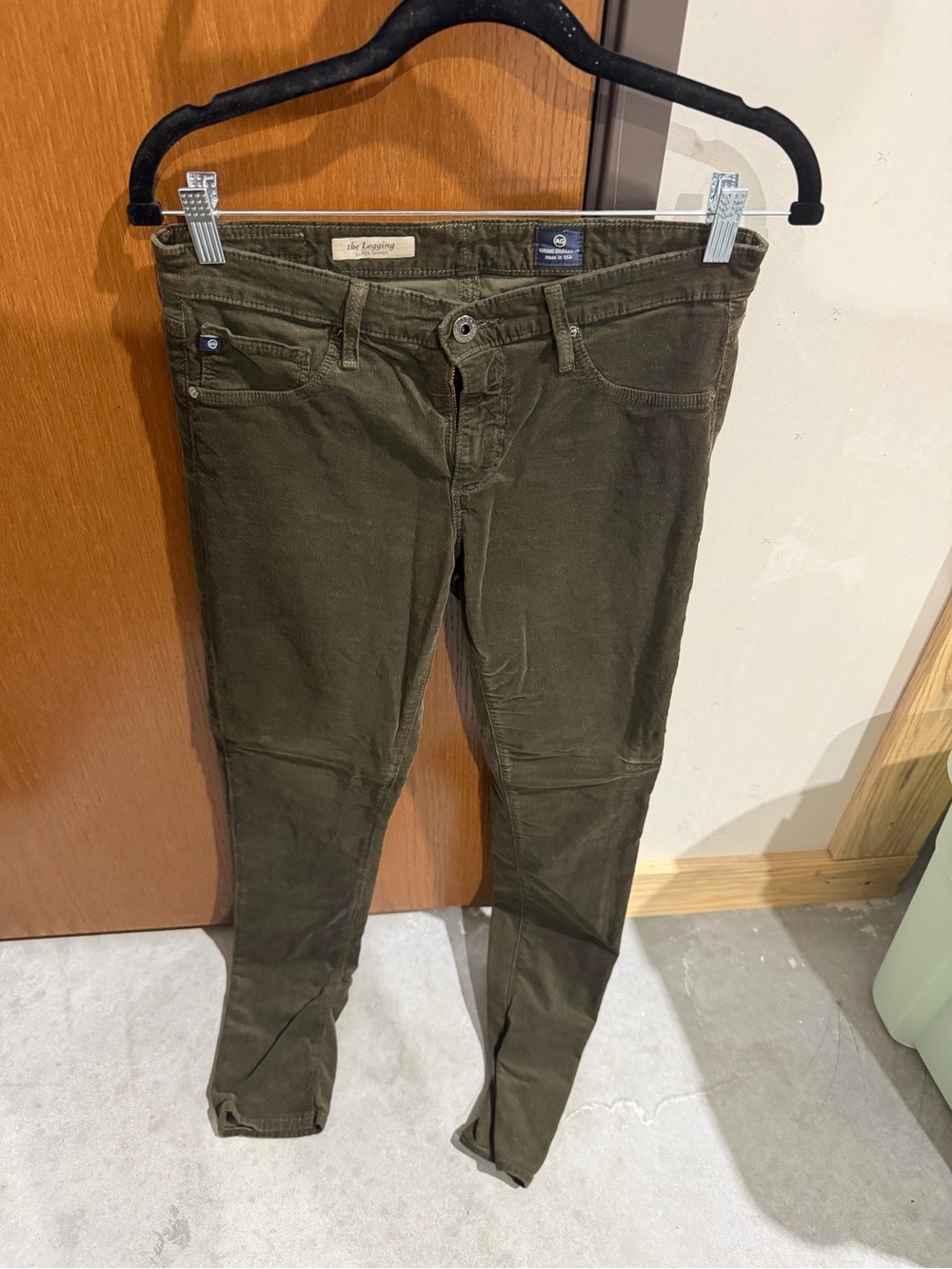 AG Adriano Goldschmied Olive Corduroy Skinny Jeans